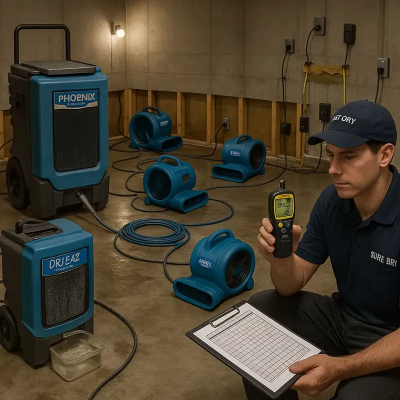 Structural Drying and Dehumidification process in Oak Grove, KY